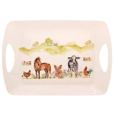 Afbeelding van Lesser &amp; Pavey Brits ontworpen Dienblad voor meerdere toepassingen in huis Dienbladen eten serveren of drinken Farmyard Medium Serveerblad Macneil Studios