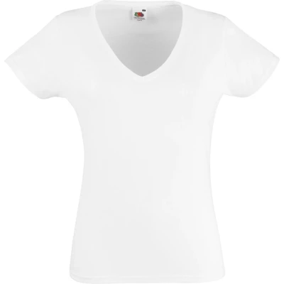Afbeelding van Fruit Of The Loom Dames Vrouwen Fit Valuegewicht V hals T shirt met korte mouwen (Wit)
