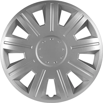Afbeelding van Set van 4 wieldoppen 35,6 cm (14 inch), Californisch zilverdesign, verchroomd oppervlak en ABS kunststof, schokbestendig, duurzaam betrouwbaar, met verstelbare klemring