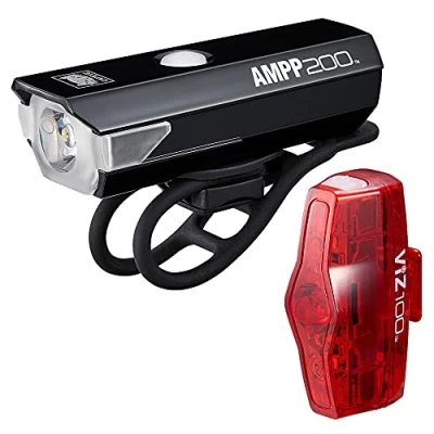 Afbeelding van CatEye AMPP200 + VIZ100 Fietsverlichting LED USB Oplaadbaar Zwart