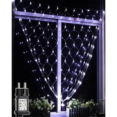 Afbeelding van Joysing Lichtnet voor buiten, 3 m x 2 m, 204 leds, met stekker, timer, 8 modi, waterdicht, kerstverlichting, net kamer, muur, hek, struiken, kerstdecoratie