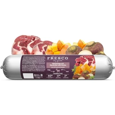 Afbeelding van Fresco Dog Barf Worst Complete menu wilgeit met raap 400 g voer voor honden en Kan helpen optimaal te verzorgen