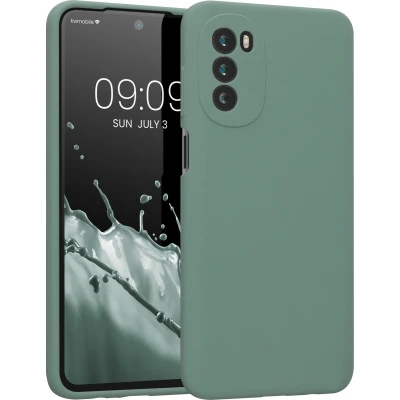 Afbeelding van kwmobile telefoonhoesje geschikt voor Motorola Moto G52 / G82 5G Hoesje met siliconen coating Smartphone case in dennengroen