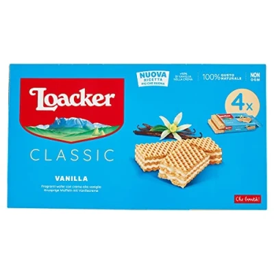 Afbeelding van 6x Loacker Classic dobbelsteen rijgel vanille wafels koekjes cakes 4x 45g