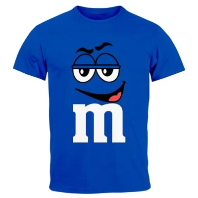 Afbeelding van MoonWorks® Heren T shirt voor carnaval, M print, groepskostuum, verkleedkleding, last minute carnavalskostuums mannen, leuk shirt, 4 blauw., 4XL