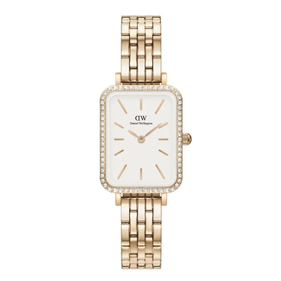 Afbeelding van Daniel Wellington Quadro Lumine Bezel LINK Horloge Rose goldcoloured, Maat: One Size, gold coloured