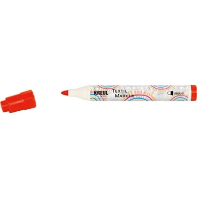Afbeelding van KREUL 90762 Textielmarker medium, rood, lijndikte ca. 2 tot 4 mm, textielverfstift voor lichte stoffen &amp; textiel, wasvast na bevestiging