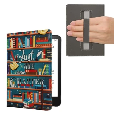 Afbeelding van kwmobile E reader hoesje geschikt voor Amazon Kindle Paperwhite (12. Gen 2024)/Kindle Colorsoft hoes flip case met magneetsluiting Ereader cover bibliotheek design in meerkleurig