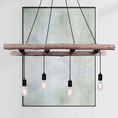 Afbeelding van Globo hanglamp Irmgard naturel hout 15348 4