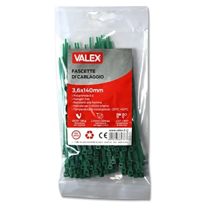 Afbeelding van Valex Groene kabelbinders / Tie wraps 3,6x140mm 100 stuks 1201045
