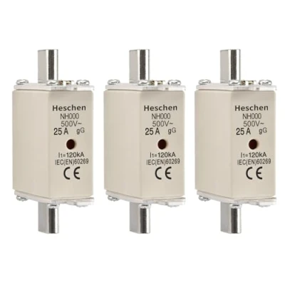 Afbeelding van Heschen NH Zekering Link, NH000, 25A gG, Front Indicator, Combinatie Detector, Set van 3