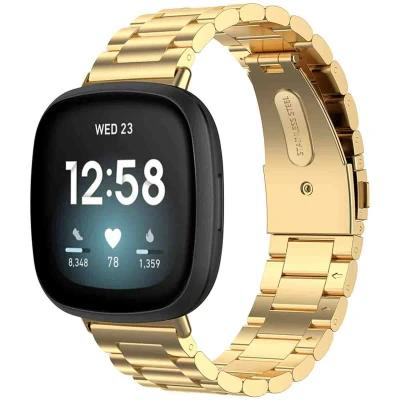 Afbeelding van Stalen bandje voor de Fitbit Versa 4 / 3 Sense (2) Goud iMoshion Staal