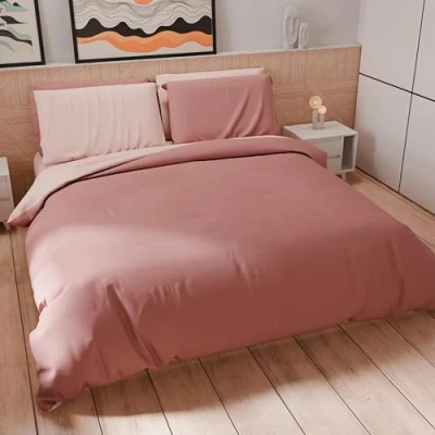 Afbeelding van PETTI Artigiani Italiani Eenpersoons beddengoedset 160 x 200 cm (1 kussensloop 50 80 inbegrepen), van zachte microvezel, licht poeder donker