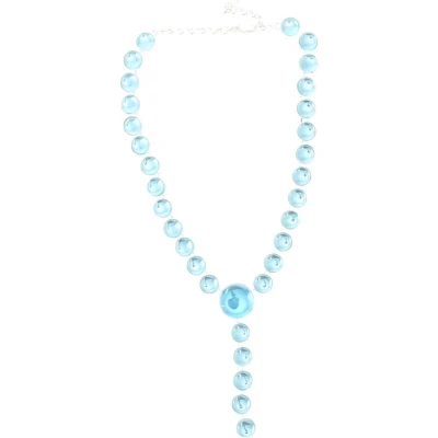 Afbeelding van Behave Dames ketting zilver kleur met blauwe stenen en hanger 44 cm