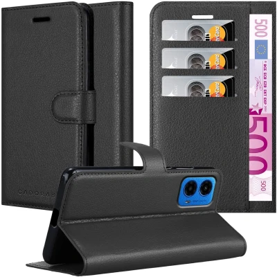 Afbeelding van Cadorabo Hoesje geschikt voor Motorola MOTO G45 in PHANTOM ZWART Beschermhoes met magnetische sluiting, standfunctie en kaartvakje Book Case Cover Etui