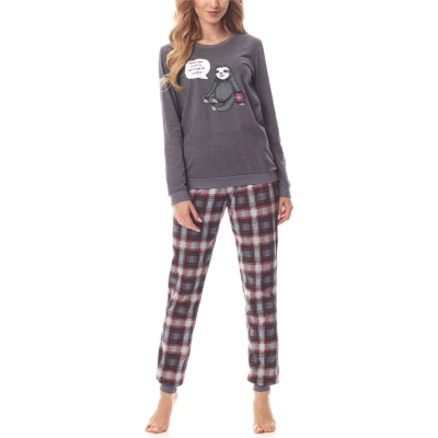 Afbeelding van Merry Style Dames Pyjama Lange mouwen broek Katoen MS MS10 167 PJ Donkermelange Bordeaux S