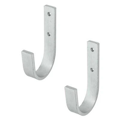 Afbeelding van Gedotec Wandhouder universele haak verzinkt staal 2 stuks ladderhaken gebogen 55 x 110 mm apparaathaak incl. bevestigingsmateriaal multifunctionele van metaal wandhaak om te schroeven