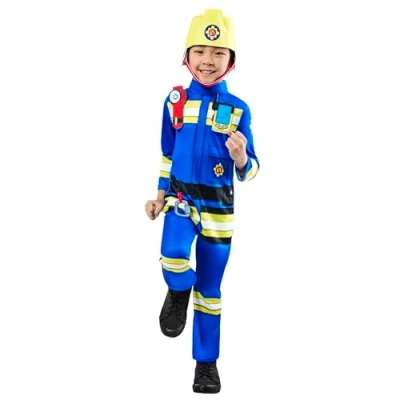 Afbeelding van Verkleedpakje Fireman Sam UK design 2 delig Maat 88 92