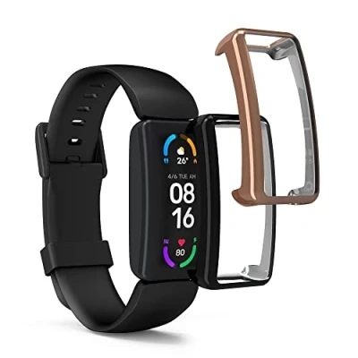 Afbeelding van kwmobile 2x smartwatch hoes geschikt voor Fitbit Inspire 3 / 2 Ace hoesje Siliconen sporthorloge cover Activity tracker case in zwart roségoud