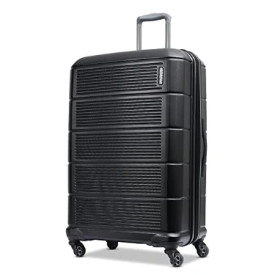 Afbeelding van AMERICAN TOURISTER Unisex Stratum Xlt 2.0 Uitbreidbare harde Bagage met Spinner wielen koffer, Jet Zwart, 24 Inch Checked Medium, Hardside