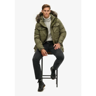 Afbeelding van Superdry Chinook Winterjas, Heren, Maat: Medium, Dusty olive green