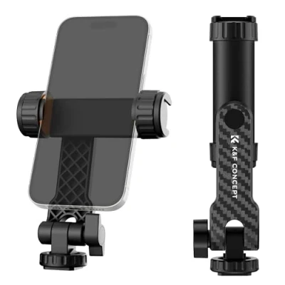 Afbeelding van K&amp;F Concept statief voor mobiele telefoon, telefoonhouder met 2 cold shoe, smartphone statiefadapter, iPhone 15/14/13, 360 draaibare
