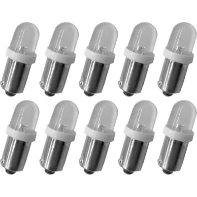 Afbeelding van cyclingcolors 10 x lampen, 12 V, 4 W, BA9S, led, nachtlampje, kentekenplaat, auto, motorfiets, knipperlicht, koplampvoet, bajonet, wit, stuks