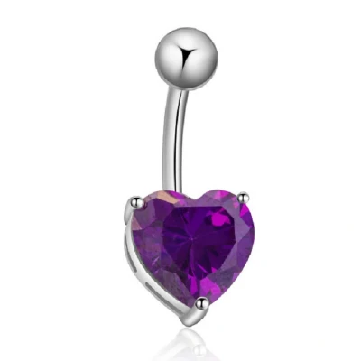 Afbeelding van Bijoux by Ive® Navelpiercing Paars hart Zilverkleurig