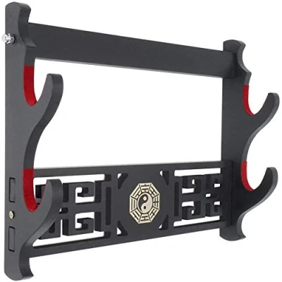 Afbeelding van Z fiber Sword Wall Mount Holder Display Stand Gewatteerd Katana Wakizashi Genji en Samurai Swords Gossip Pattern, 2 lagen