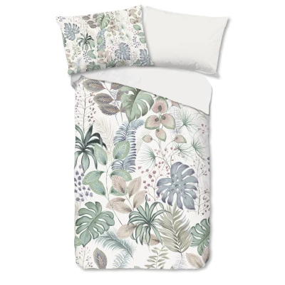 Afbeelding van Cheqo® Dekbedovertrek 140x200 cm Botanische Bladeren Print Multi 1 Persoons 100% Katoen Oeko Tex Gecertificeerd