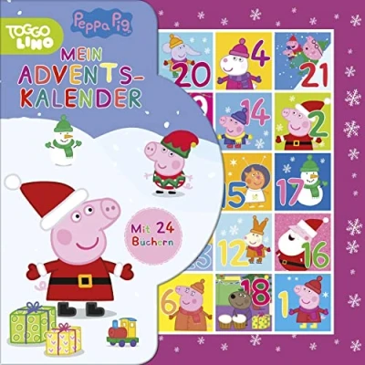 Afbeelding van Peppa Pig Adventskalender: 24 Büchlein aus stabiler Pappe mit Aufhängern in wiederverschließbarer Box. Für Kinder ab 3 Jahren.