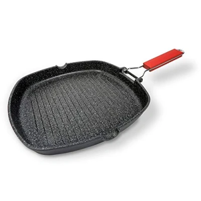 Afbeelding van Moneta Anti aanbak grillpan, 28 x cm, Pro Grill met inklapbare handgreep, ook voor inductie