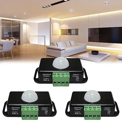 Afbeelding van 3 stuks LED bewegingsmelder: DC 12V 24V zwart bewegingssensor, mini lichaam infrarood beweging PIR sensor, schakelaar automatische draadloze IR bewegingsm voor ledstrips lampen