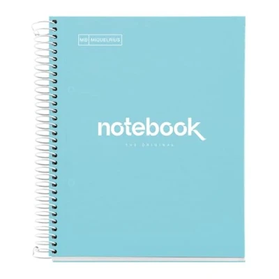 Afbeelding van Miquelrius notitieboek A5 Notebook Emotions, 120 pagina&#039;s 90 g/m², Raster 5 mm, Gekleurde strepen, Micro geperforeerde spiraal, Extra stijve kaft, 2 perforaties, Hemelsblauw