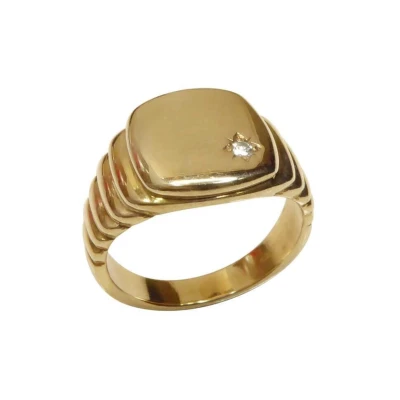 Afbeelding van Christian geel gouden diamanten cachet ring
