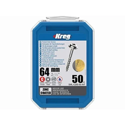 Afbeelding van Kreg 50 verzinkte schroeven 8 x 64 mm dikke schroefdraad Maxi Loc vierkante