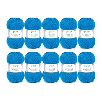 Afbeelding van Gründl Classico wol (OEKO TEX® gecertificeerd breigaren/haakgaren van 50% scheerwol (Merino superwash) &amp; polyacryl, 50 g/120 m, naalddikte: 3,5 4,5, 10 bollen à g), gentiaanblauw
