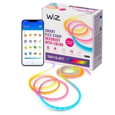 Afbeelding van WiZ Tunable White and Colour Neon Flex Lightstrip 5 m, LED strip met 16 miljoen kleuren of dimbaar licht van warm wit tot koel wit, intelligente lichtregeling via WLAN voice/app