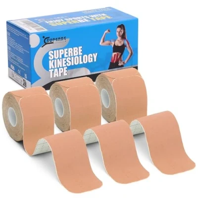 Afbeelding van SUPERBE kinesiotape, voorgesneden elastische 3 rollen, 5 cm x m (beige)