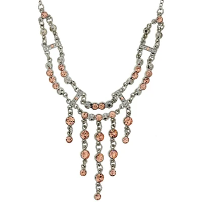 Afbeelding van Behave Korte ketting zilver kleur met hanger en oranje stenen