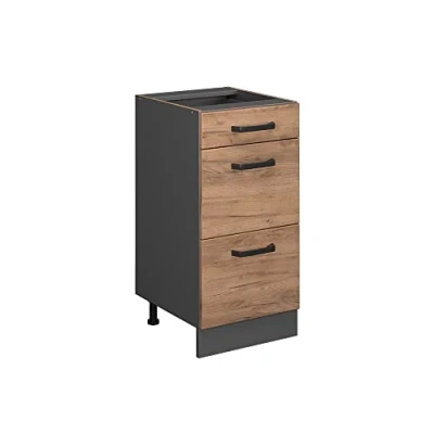 Afbeelding van Vicco Keukenonderkast R Line, Krachtige eik goud/Antraciet, 60 cm met laden, zonder werkblad