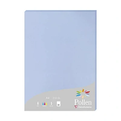 Afbeelding van Clairefontaine 224238C Etui met 25 vellen, formaat A4 (21 x 297 cm), 210 g/m², kleur: lavendelblauw, uitnodigingspapier voor evenementen en correspondentie, Pollen serie, premium glad papier