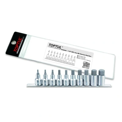 Afbeelding van Zeskantschroevendraaierbit doppenset TOPTUL 1/2&quot; 10 stuks (4, 5, 6, 7, 8, 10, 12, 14, 17, 19 mm)