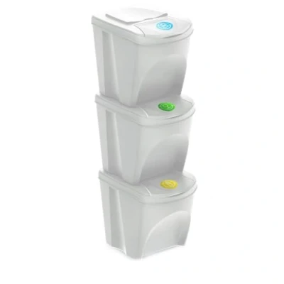 Afbeelding van Set 3 x 25 l vuilnisemmer SORTIBOX Ashen