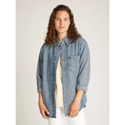 Afbeelding van Calvin Klein Jeans DAD Shirt Overhemdblouse, Dames, Maat: Large, Denim light