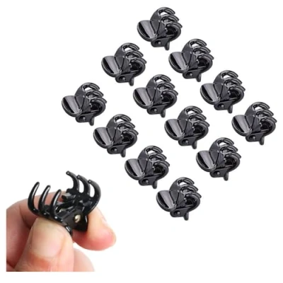 Afbeelding van TRIXES Set van 12 Haar Klauwen Miniatuur Styling Grips Pin klemmen Aid Mat zwart