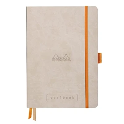 Afbeelding van Rhodia 117765C notitieboekje Goalbook (DIN A5, 14,8 x 21 cm, geruit, praktisch en trendy, met zacht deksel, 90 g, ivoorkleurig papier, 120 vellen, elastiek, bladwijzer), 1 stuks, beige