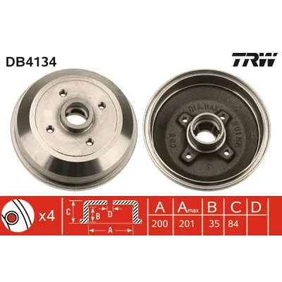 Afbeelding van Trw Remtrommel DB4134