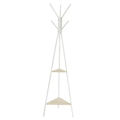 Afbeelding van VASAGLE kapstok in boomvorm, kledingrek, vrijstaande kapstok, industrieel ontwerp, met 2 planken, voor kleding, hoeden, tassen, natuurlijk beige parelwit RCR016N01