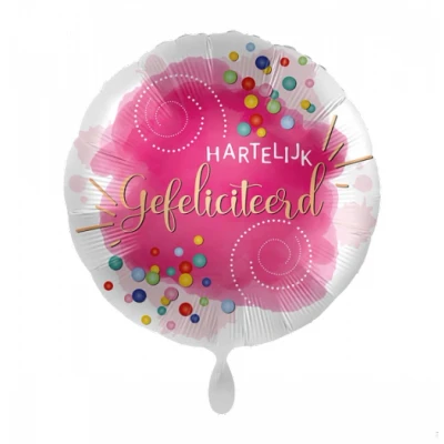Afbeelding van Everloon Folieballon Hartelijk Gefeliciteerd 43cm Voor Verjaardag